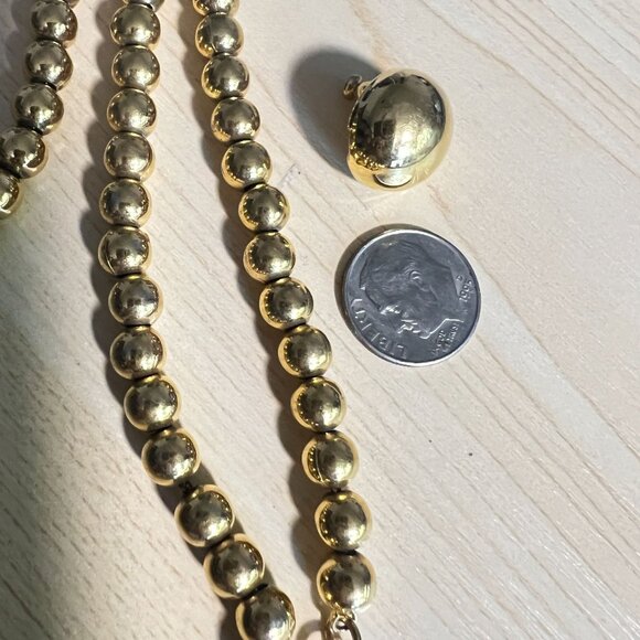 Monet Polished Gold-Tone Jewelry Beaded Necklace  with Domed Stud Earrings Set - Picture 5 of 12